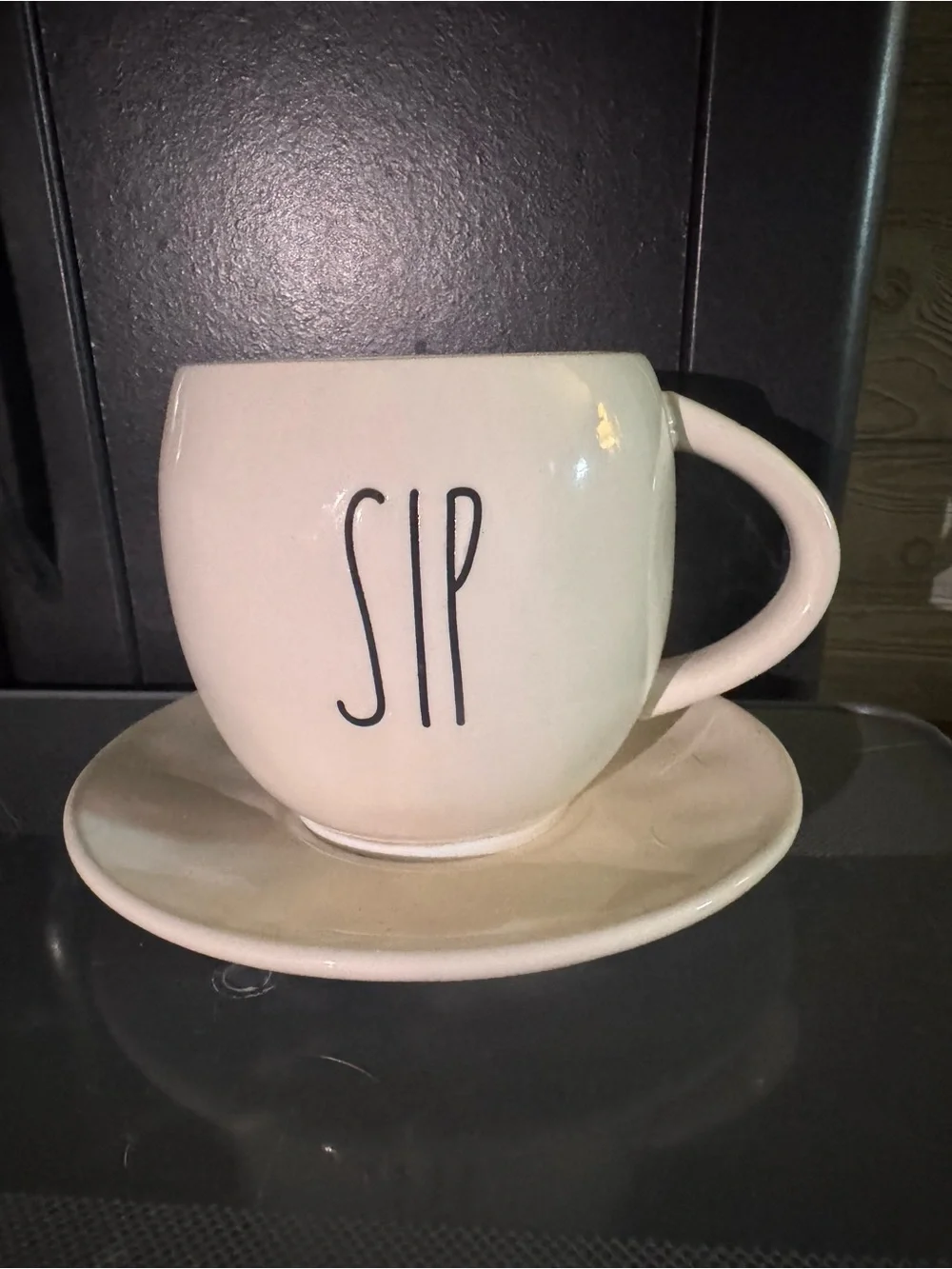Rae Dunn “SIP” cup and saucer set